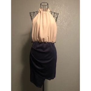 Asymmetrical halter mini dress